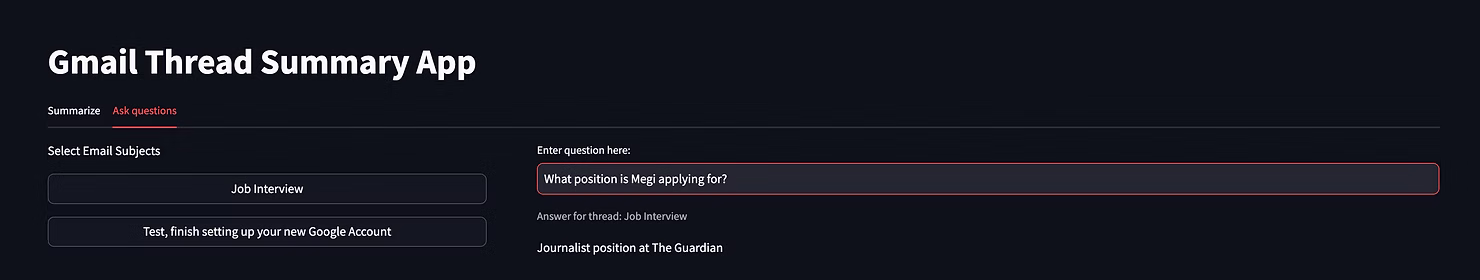Streamlit UI for email Q&A on AWS ECS.